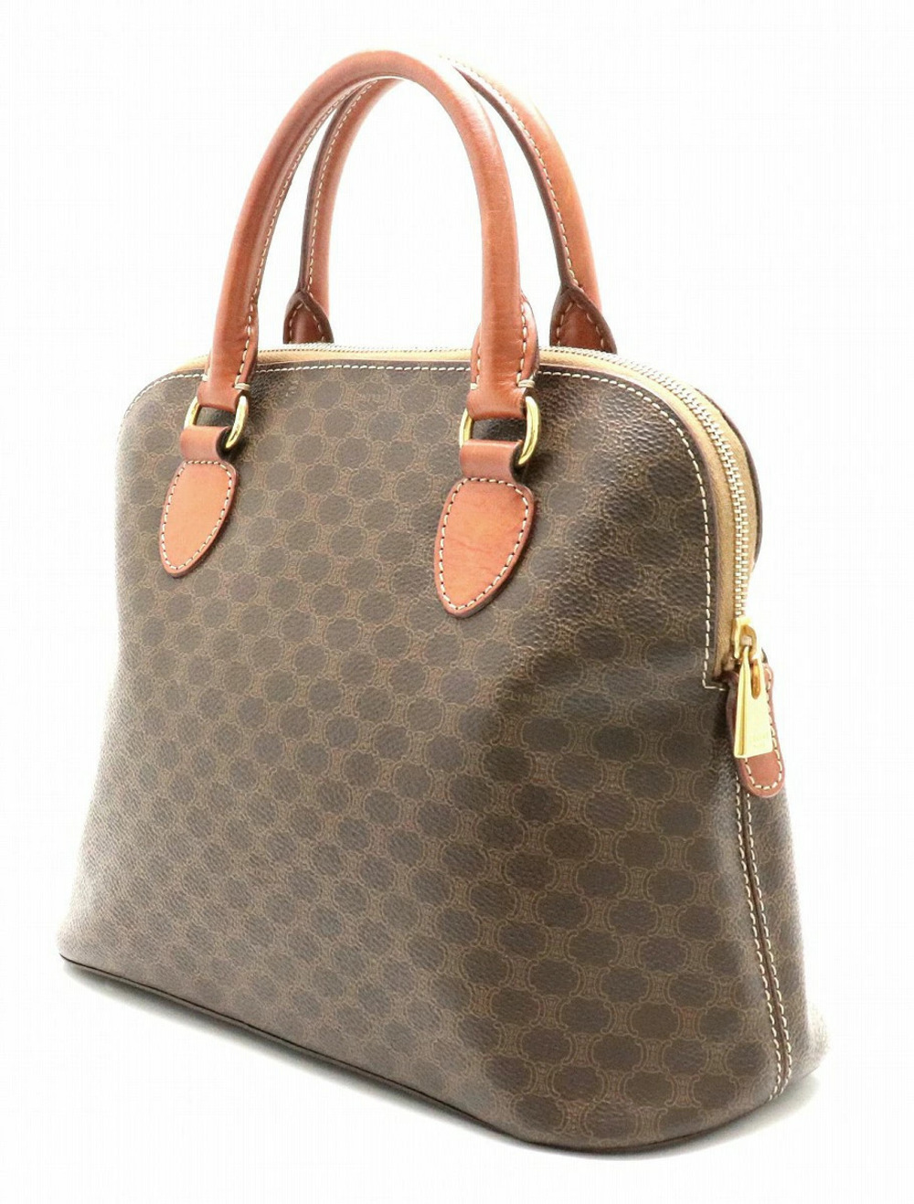 Celine Brown Macadam Dark Bag Tote Leather Handbag Brown